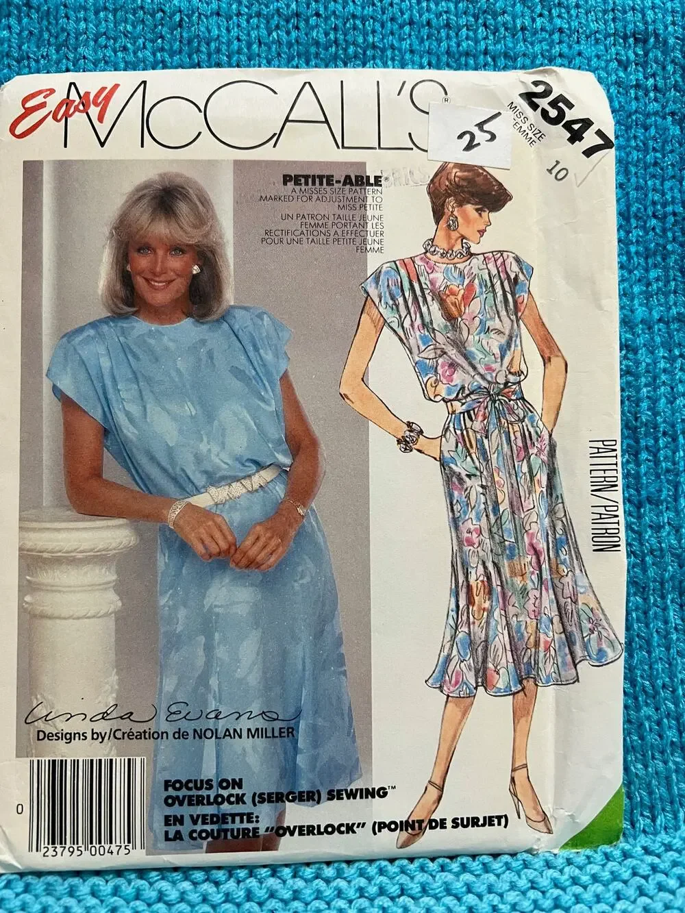 McCalls pattern 2547 midi dress fit and flare shoulder pads Size 10